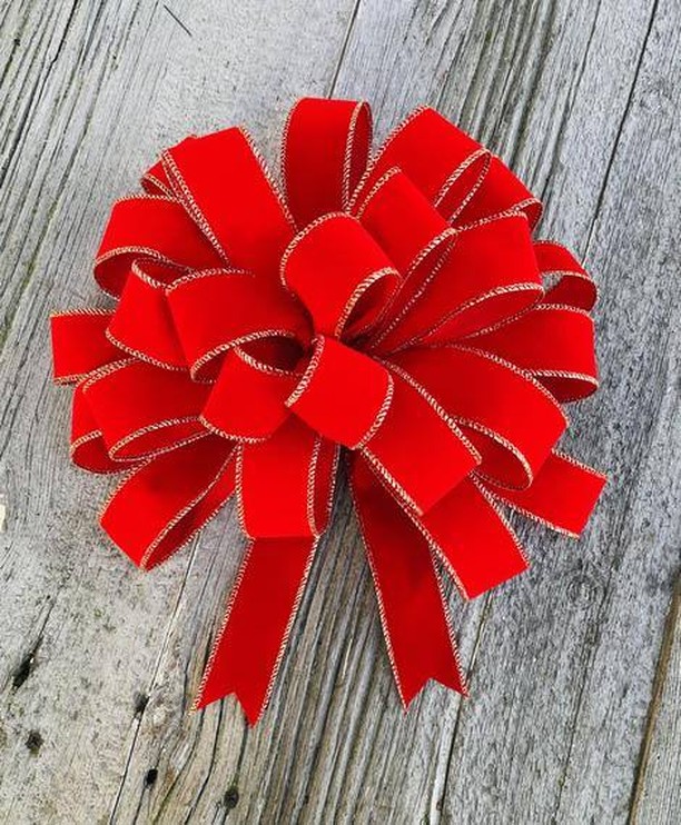 Christmas decor with handmade velvet flower bows