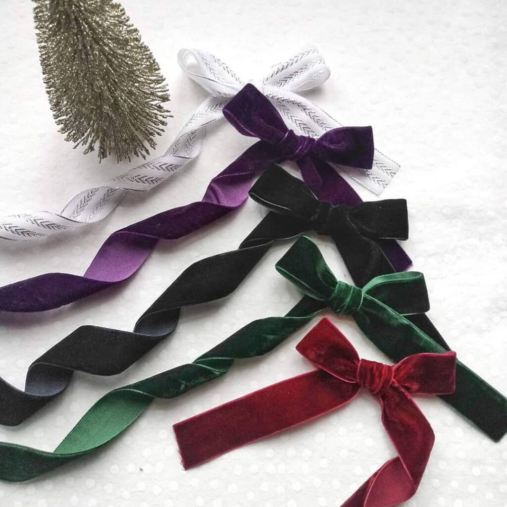 Christmas tree with handcrafted velvet ribbon bows