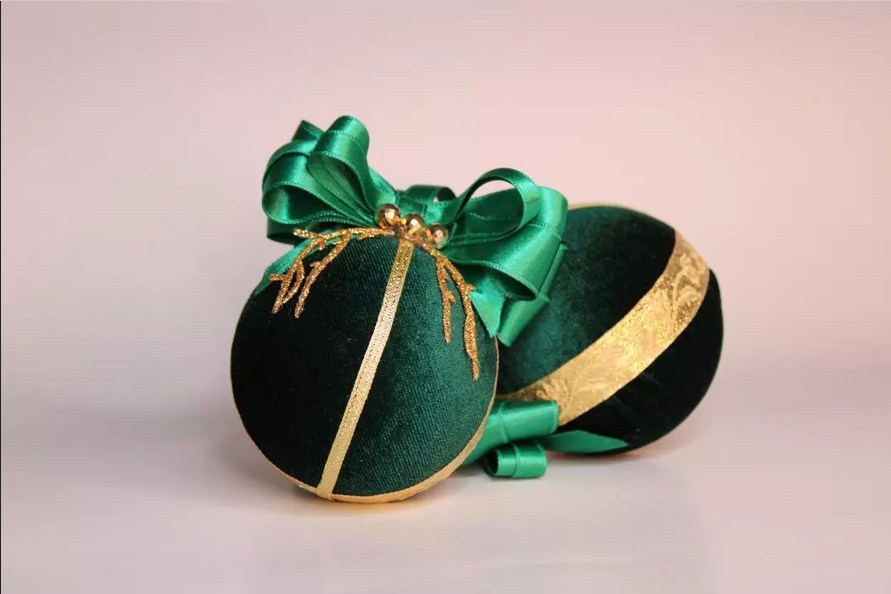 Emerald green & gold Christmas ornaments