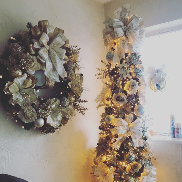 Gold Flower Christmas Tree Decor