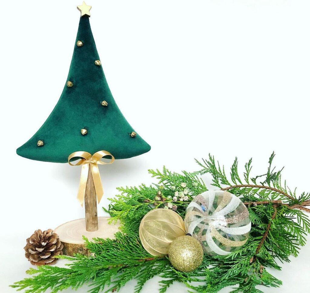 Green velvet Christmas tree