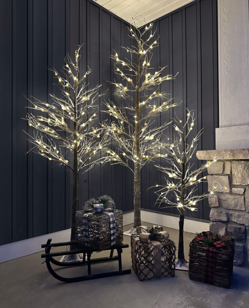 Lighted birch christmas tree