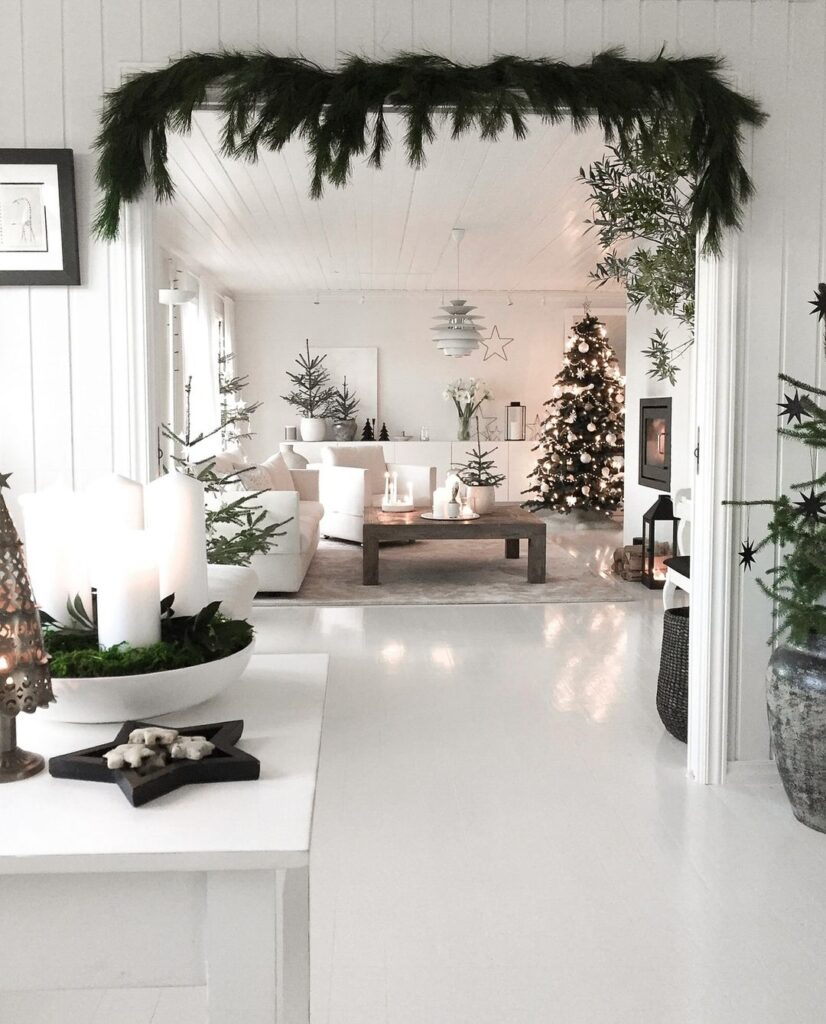 White christmas living room decor