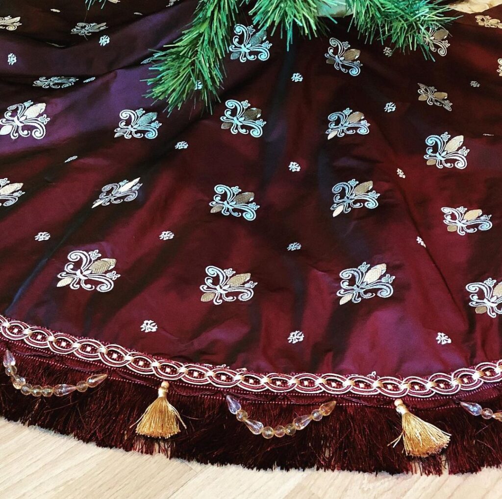 Wine Luxe Embroidered Velvet Tree Skirt