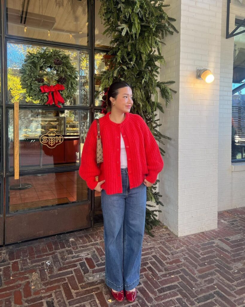 red  Cardigan Sweater