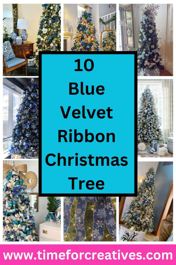 10 Blue Velvet Ribbon Christmas Tree