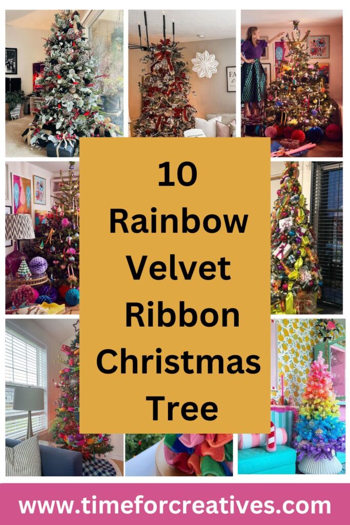 10 Rainbow Velvet Ribbon Christmas Tree