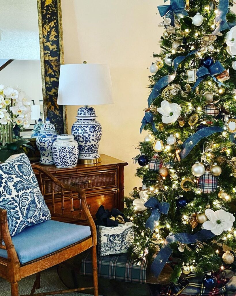 Blue and Brown  Christmas Tree Decor