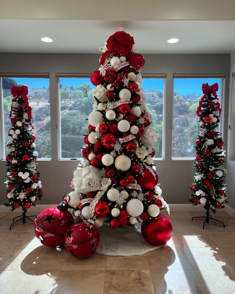 Christmas Balls And Velvet Bow Tree