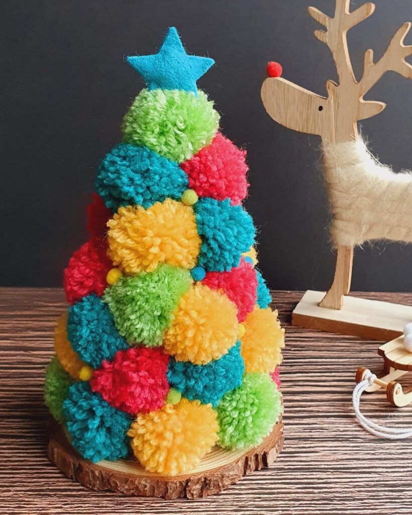 Colorful Pom-Pom Christmas Tree