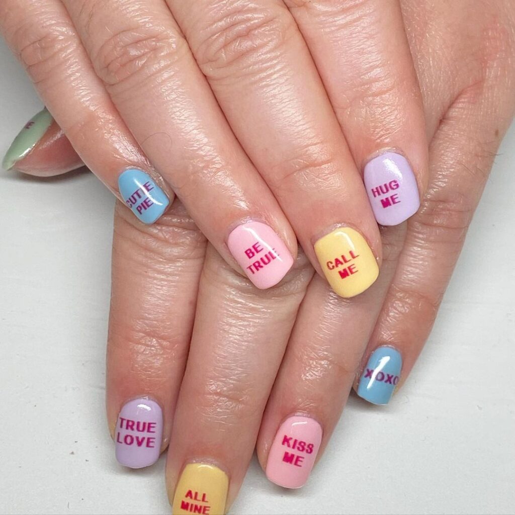 Conversation Heart Nails
