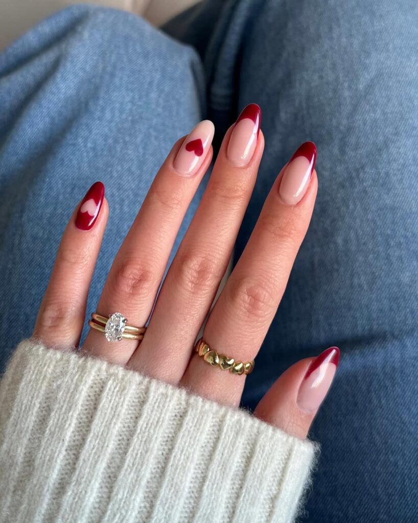 Heart Almond Nails