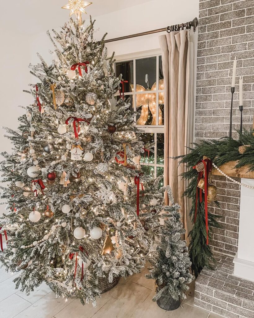 Orange Velvet Ribbon Silver Tree