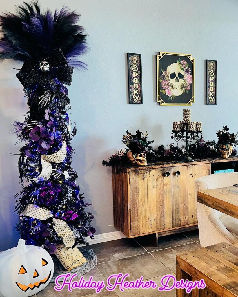 Purple & Black Velvet Ribbon Tree