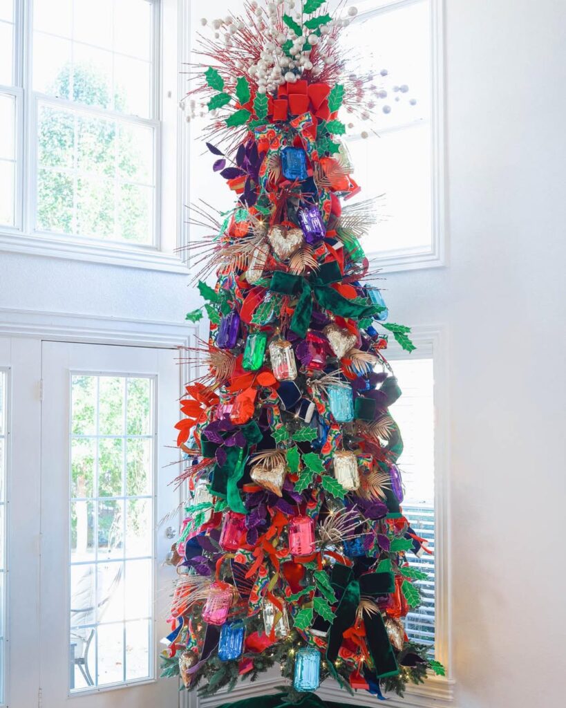 Rainbow Colours Velvet Ribbon Tree Decor