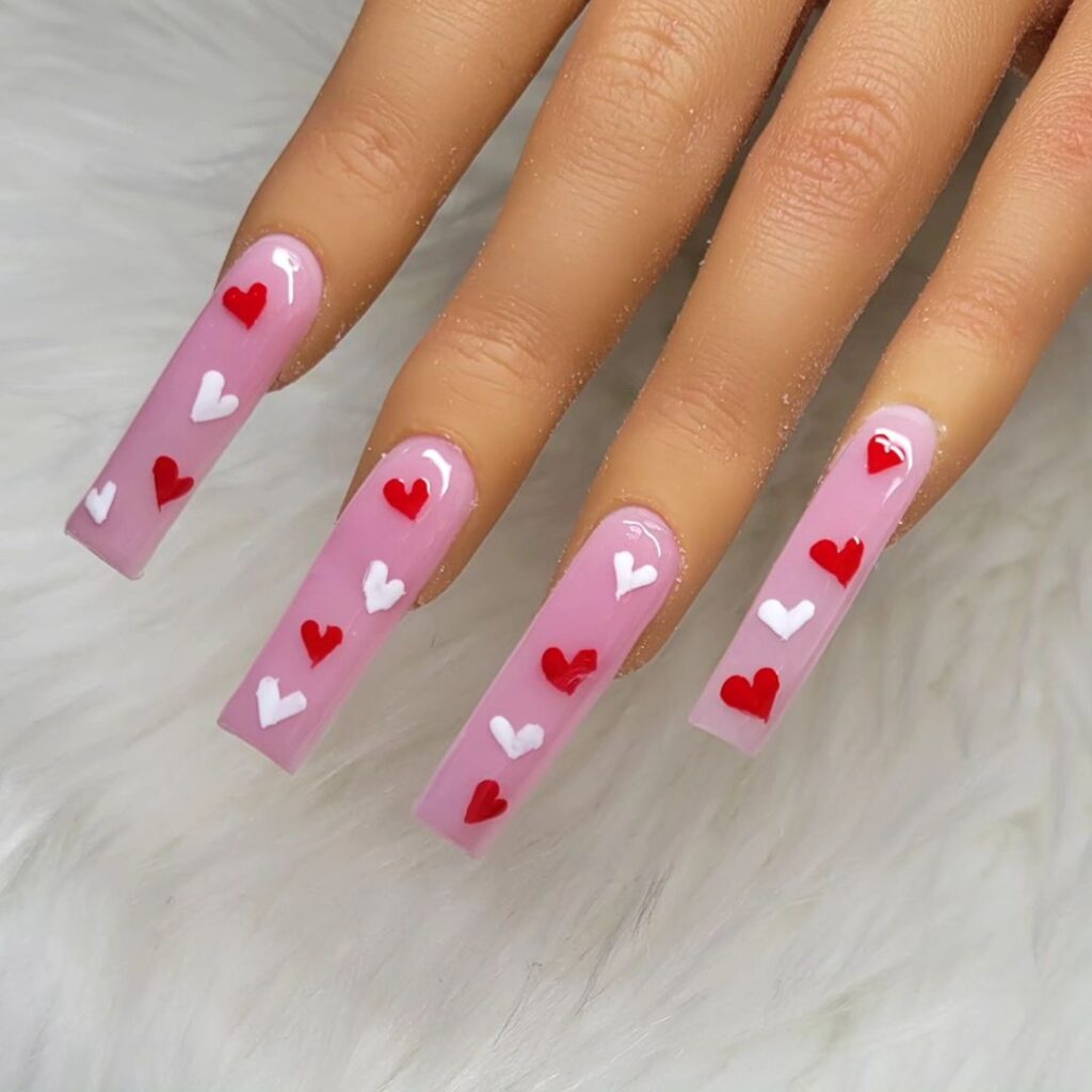 Red Heart Pink Nails