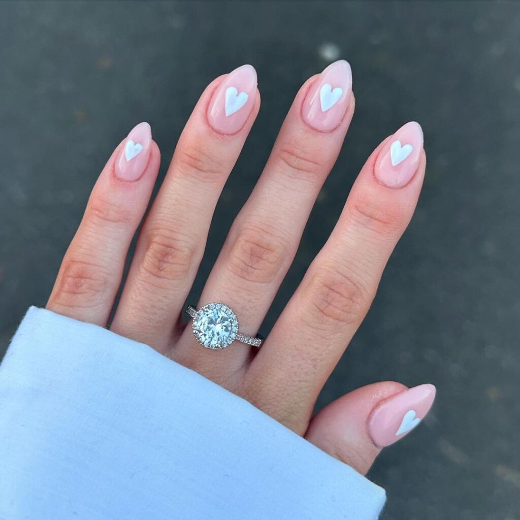 White Heart Nails