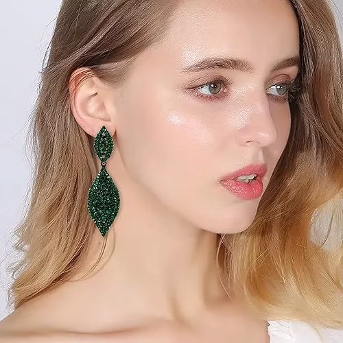 Green Jade Dangle Drop Earrings