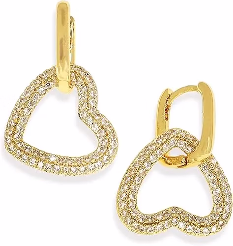 Heart Hoop Dangler Earrings