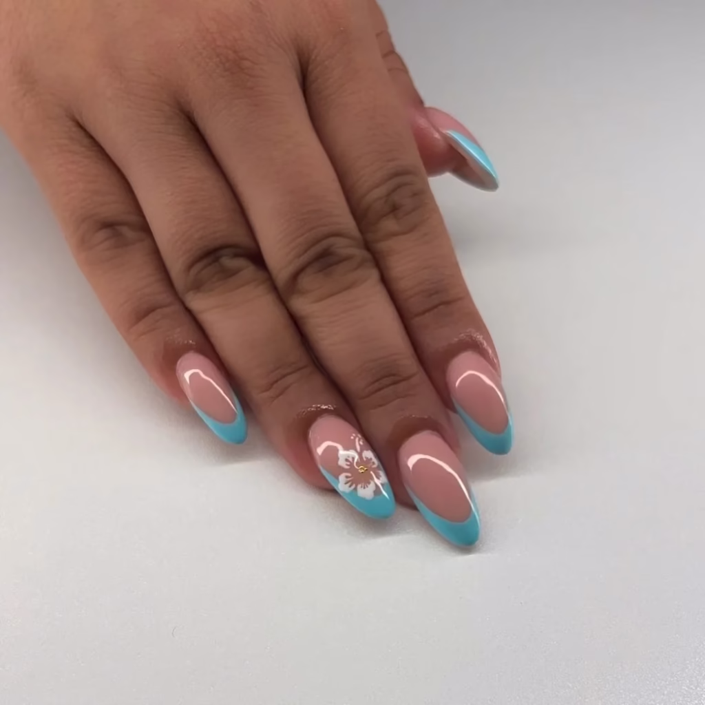 Blue Almond Nails