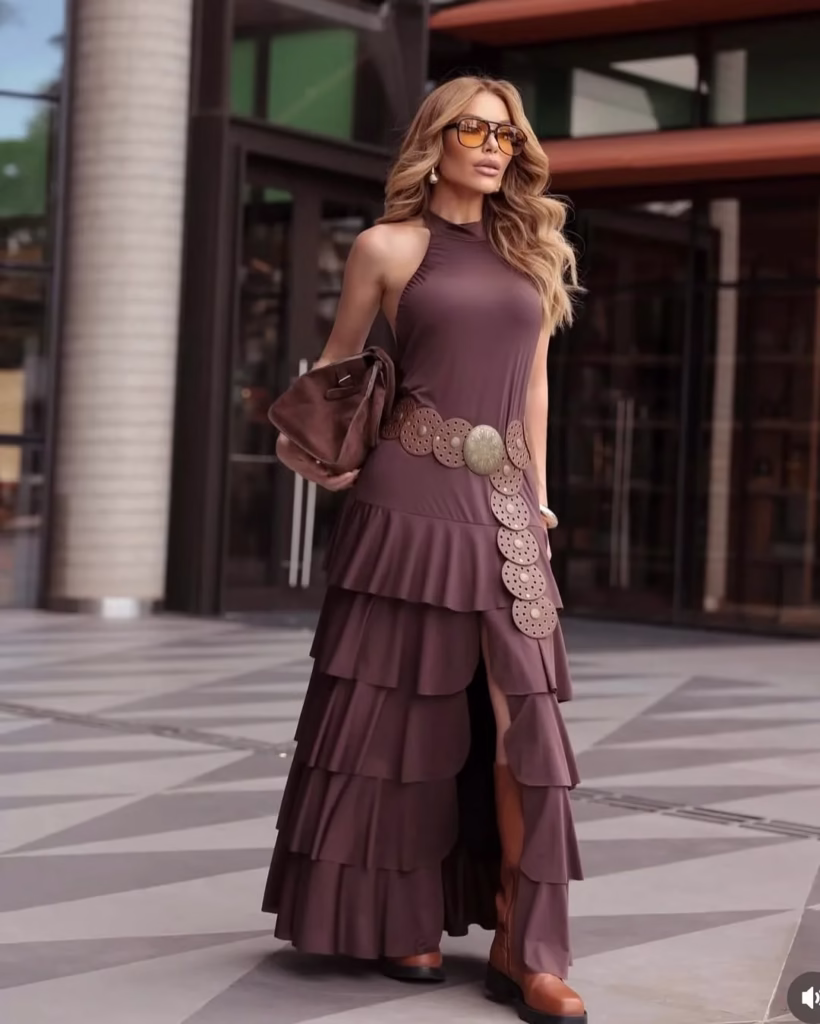 Brown Ruffle dress