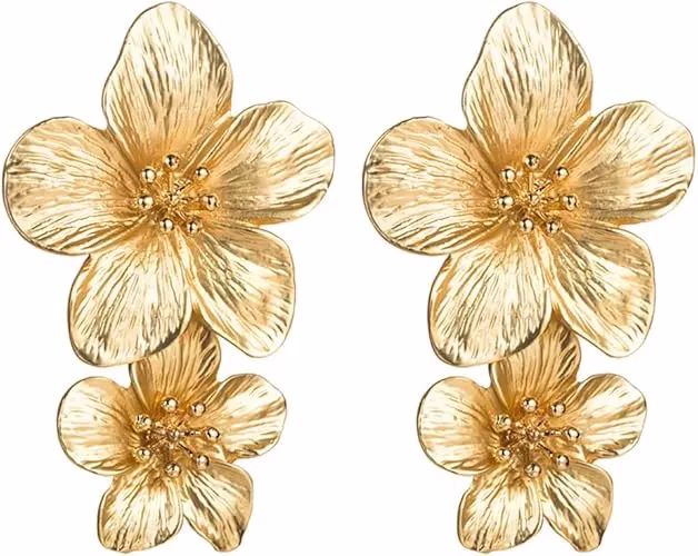 Double Sculptural Flower Earrings