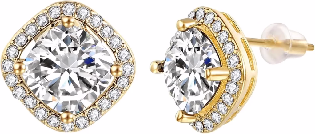 Gold Plated Round Cubic   Earring