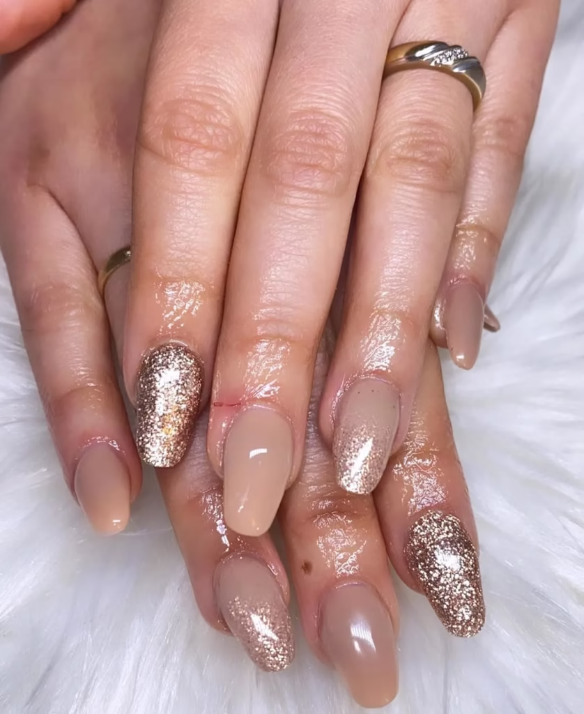 Golden Gel Design Nails