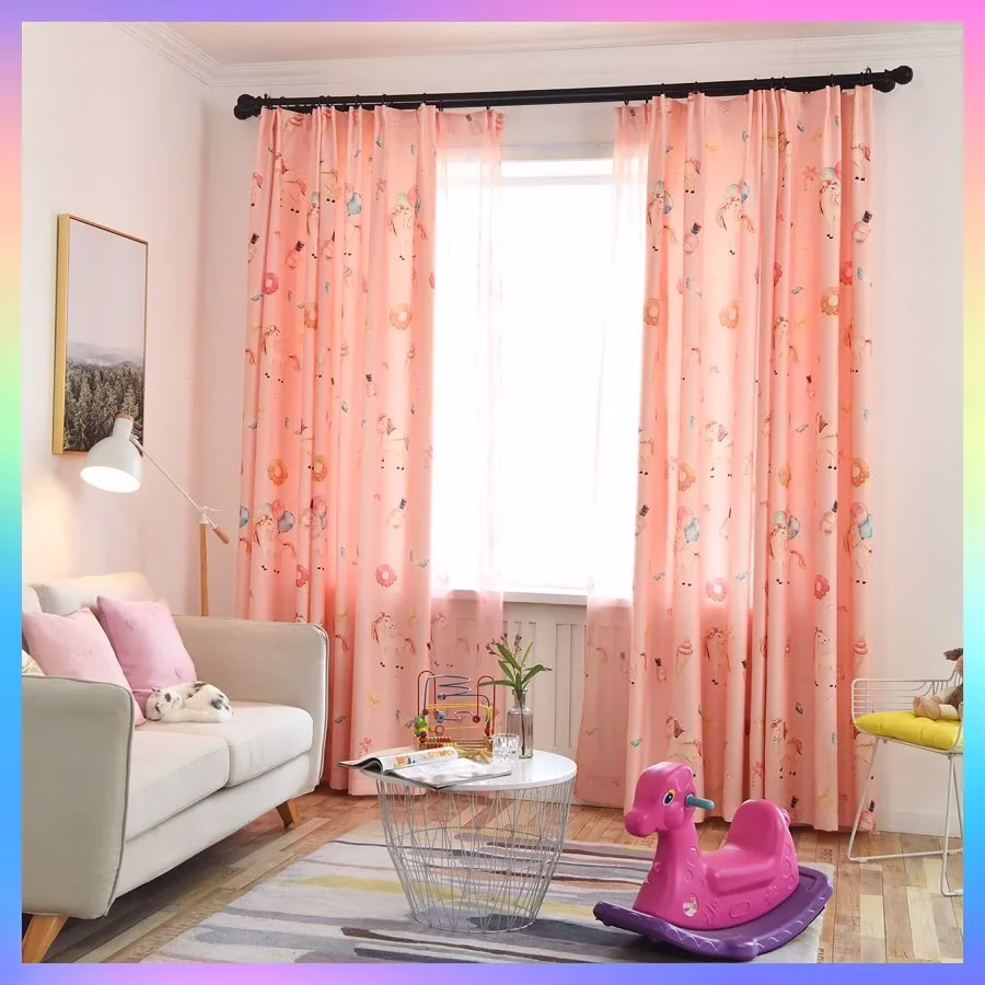 Pink Unicorn Curtains