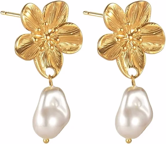 Stainless Steel Baroque Pearls Dangle