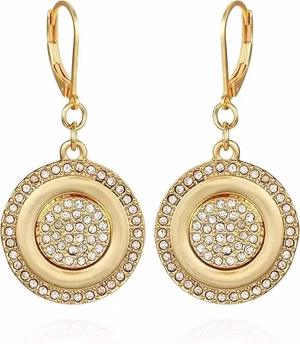 Tone Pave Coin Drop Earrings