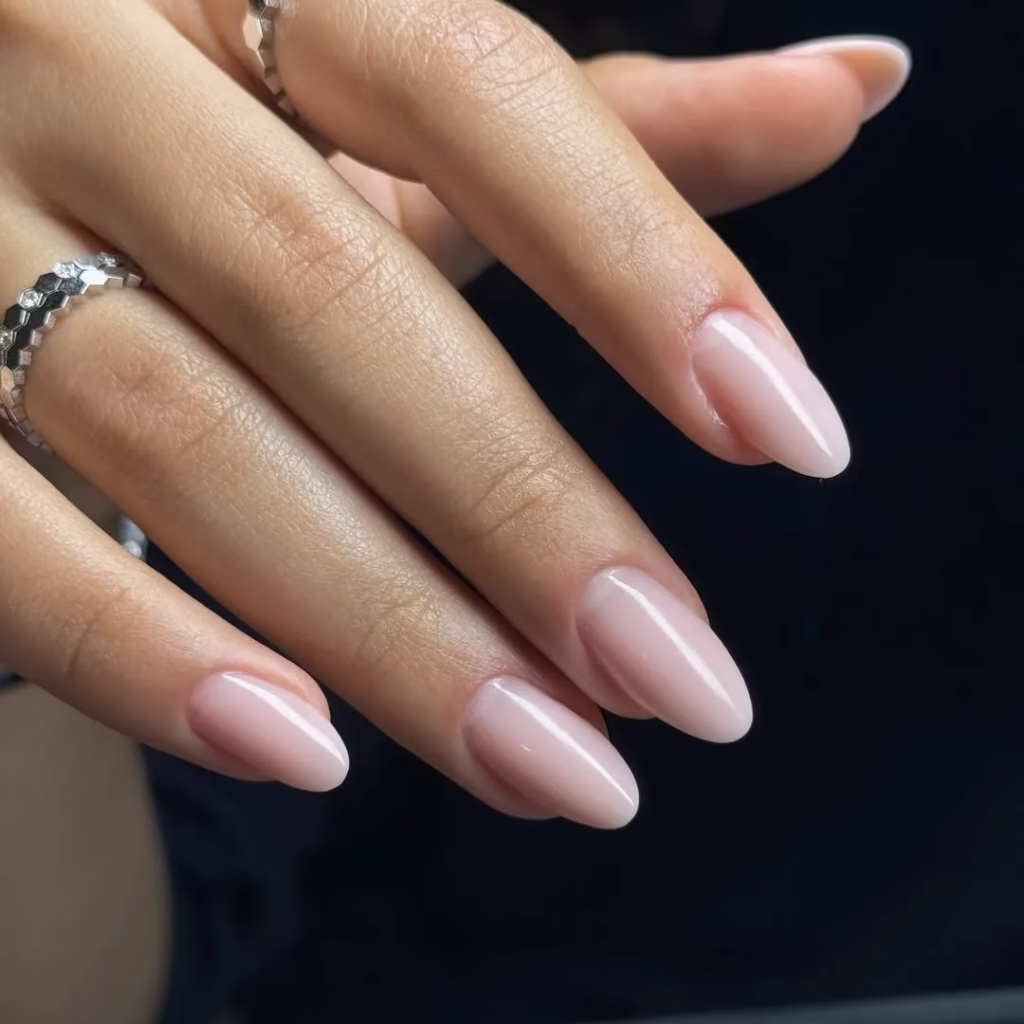White Design Almond Nails