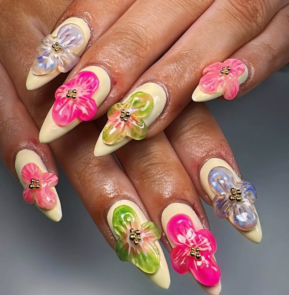 flower almond nails