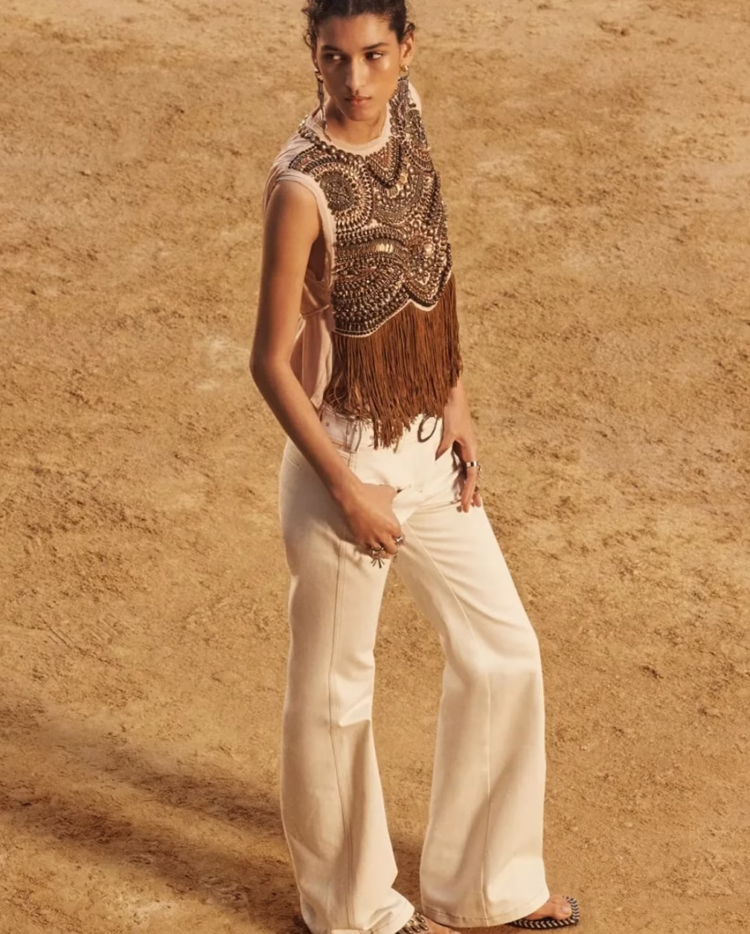 fringe embroidery Top