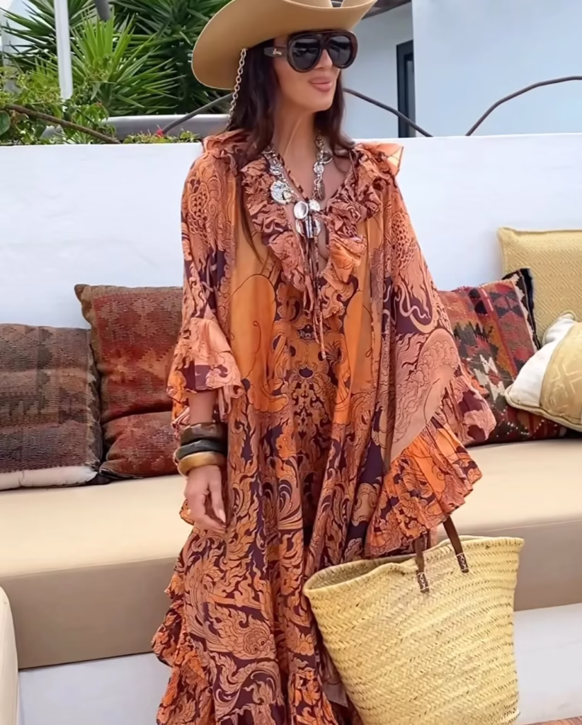 ruffle kaftan dress