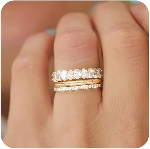 Gold Plated Stacking Cubic Zirconia Thumb Ring