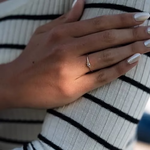 Solid Gold Three-Stone Promise Ring