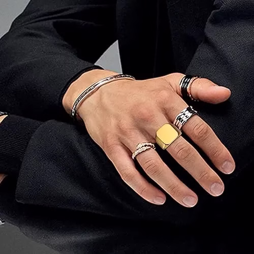 Stainless Steel Square Signet Rings