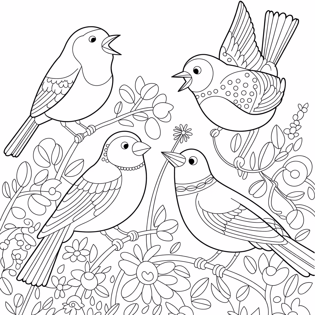 Summer Birds Drawing