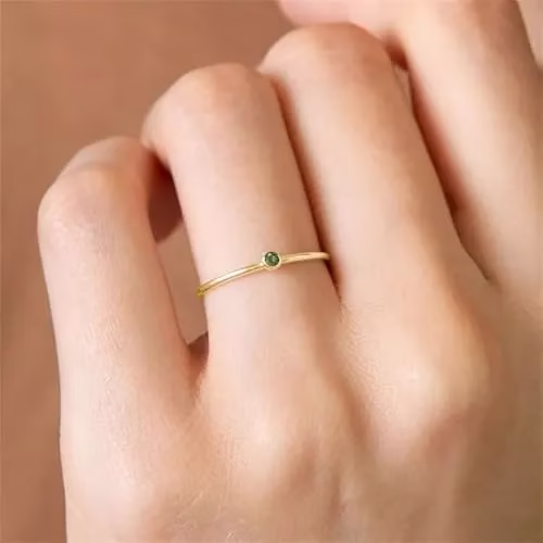 Tarnish Gold Birth Stone Rings 
