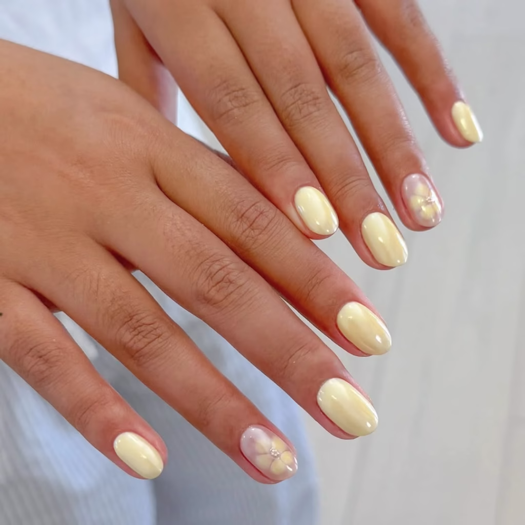 Yellow Gel Flower Nail