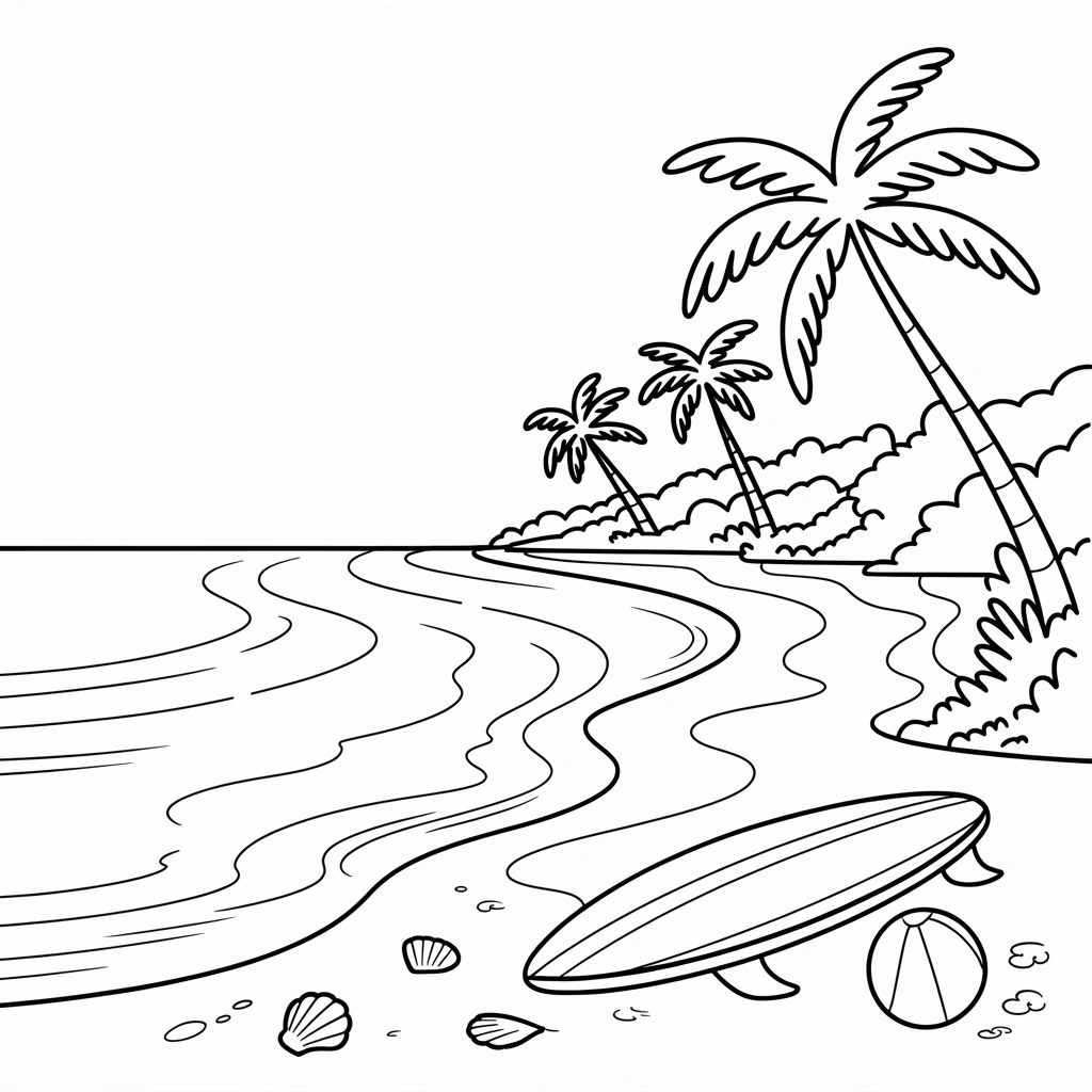Beach And Palm Tree Drawing