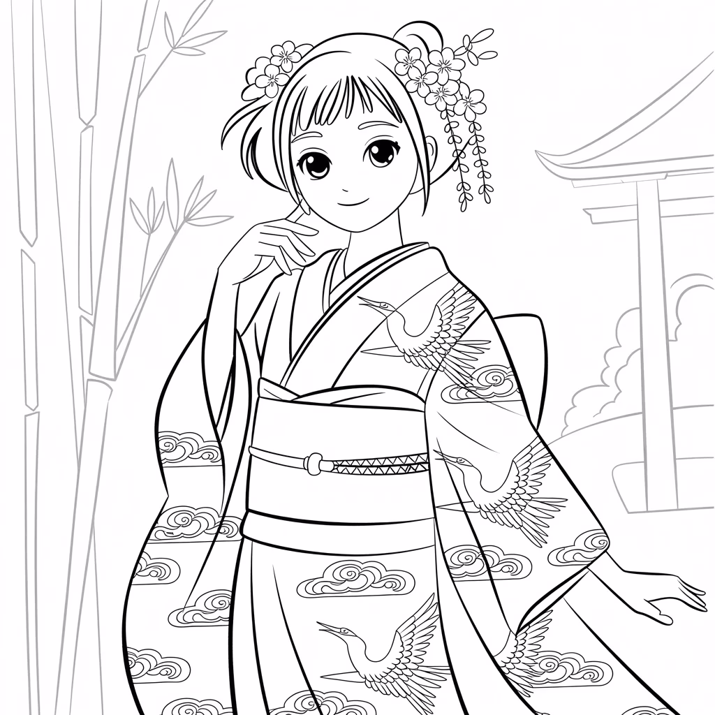 Anime Girl in Kimono