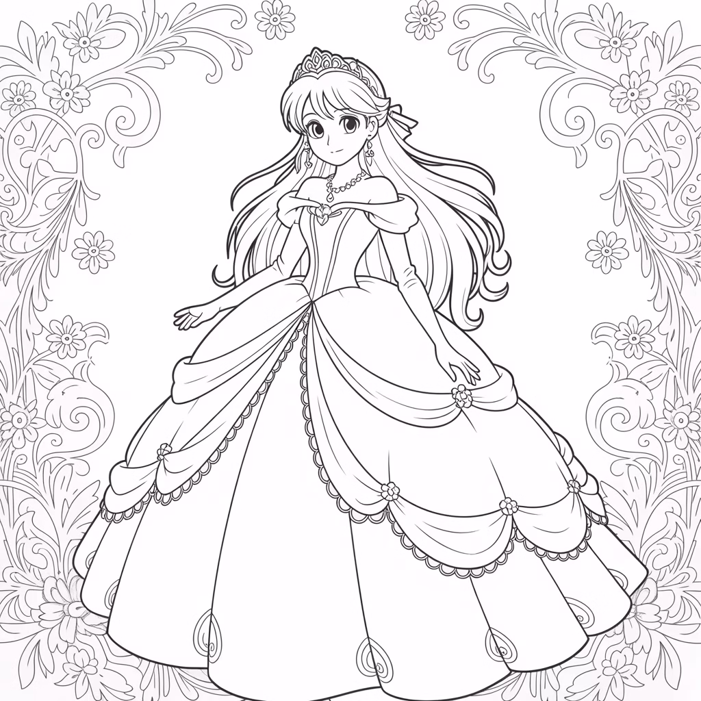 Anime Princess in Ball Gown