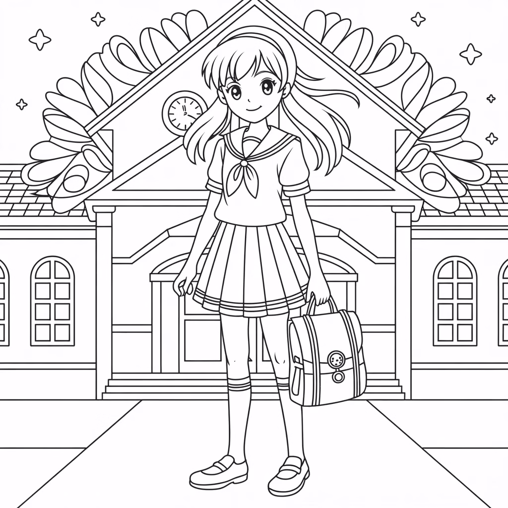 Anime Schoolgirl with Backpack