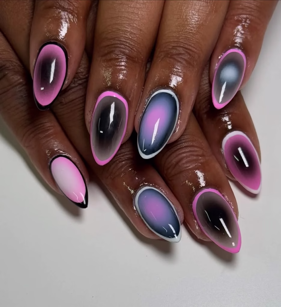  Pink And Black Nail