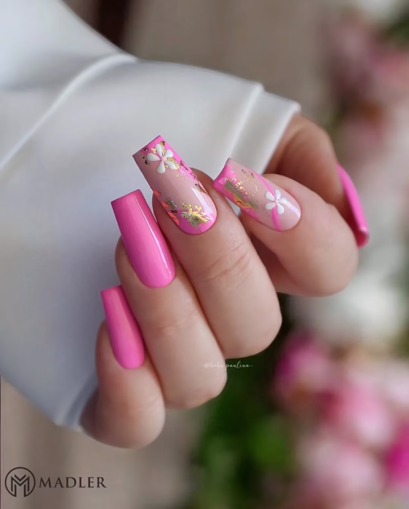 Pink Flower Nail