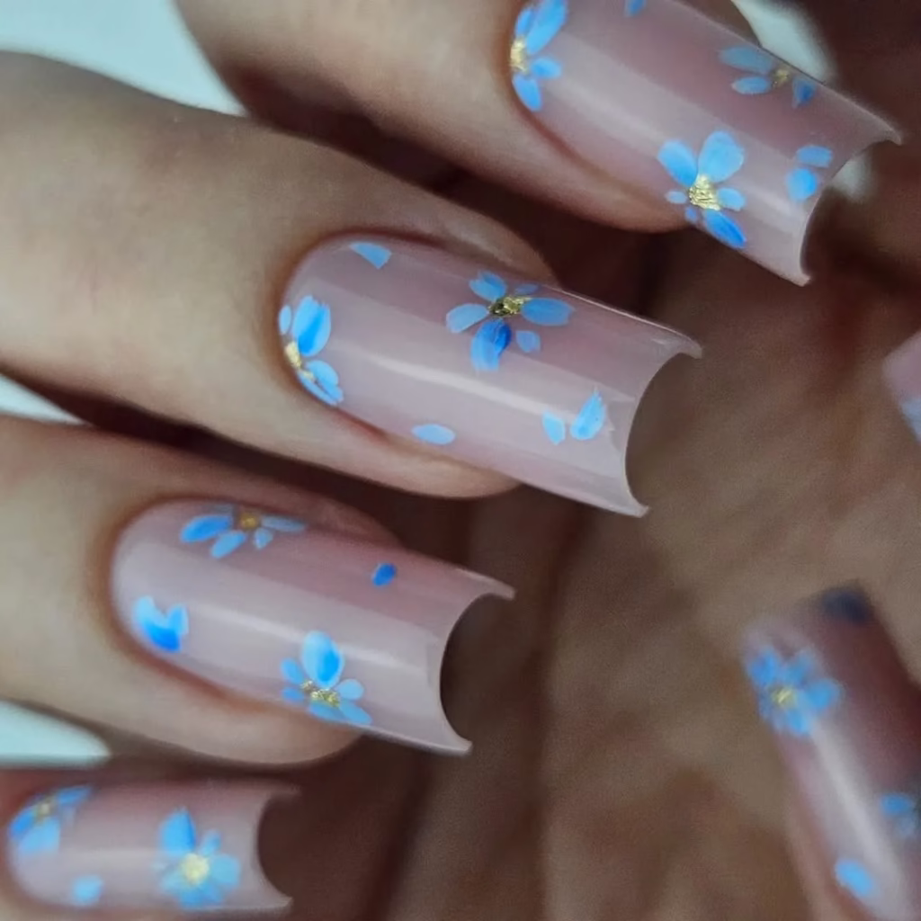 Sky Blue Flower Nail