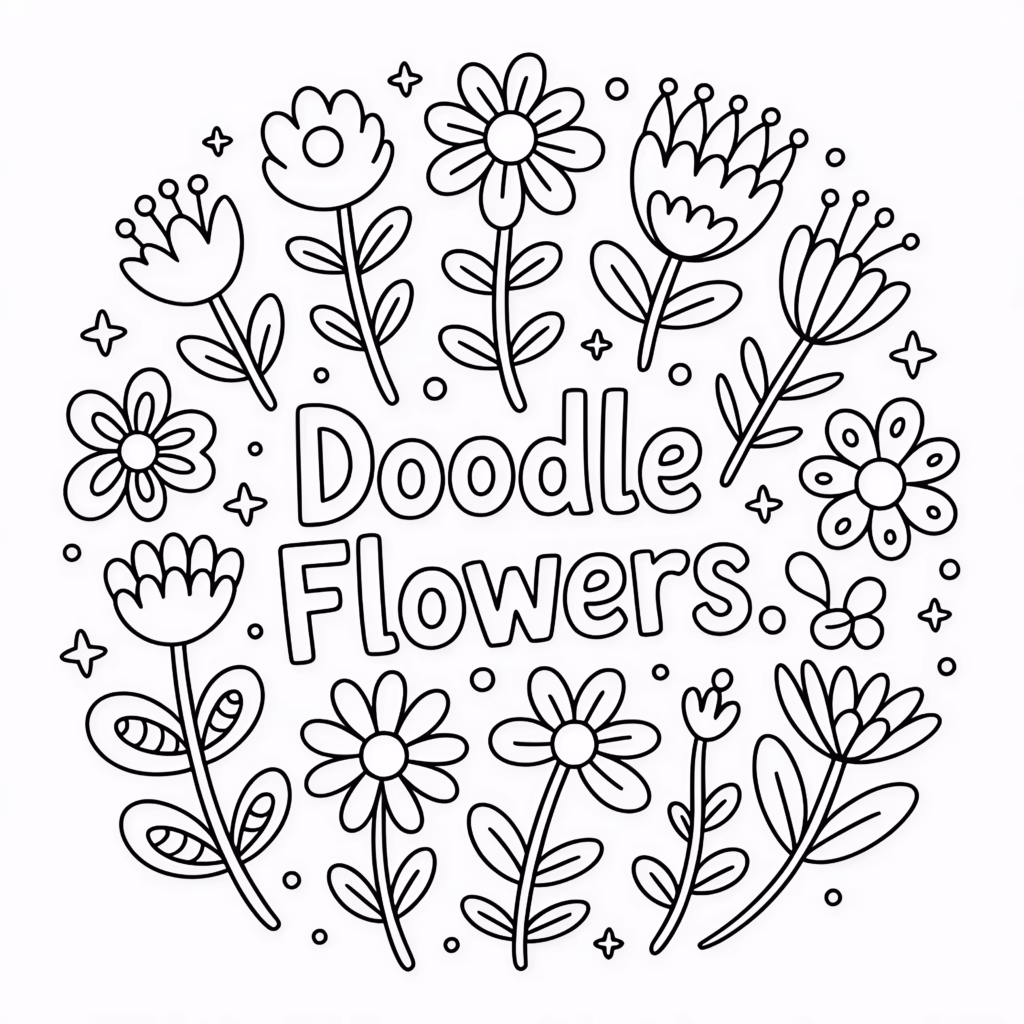 Vibrant Doodle Flowers