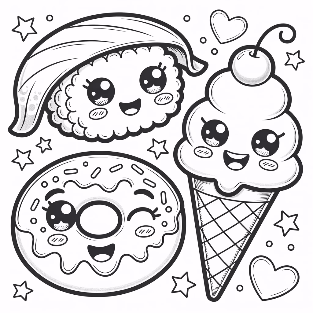 kawaii food with Personality